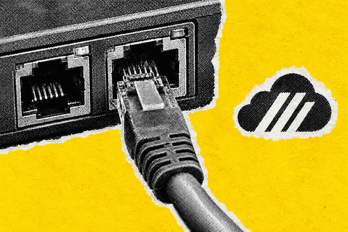 Gros plan sur deux ports Ethernet