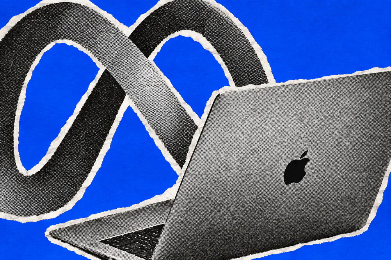 Logo Meta refermé sur un MacBook