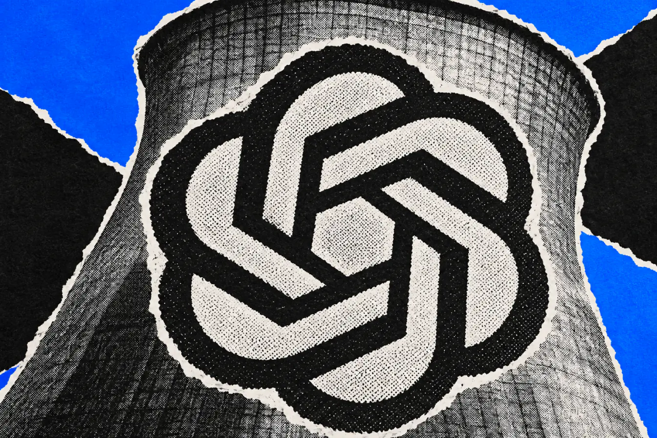 Logo d’OpenAI enfermé dans un anneau nucléaire