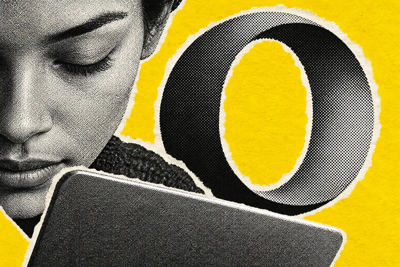Logo d’Opera serrant un visage apaisé