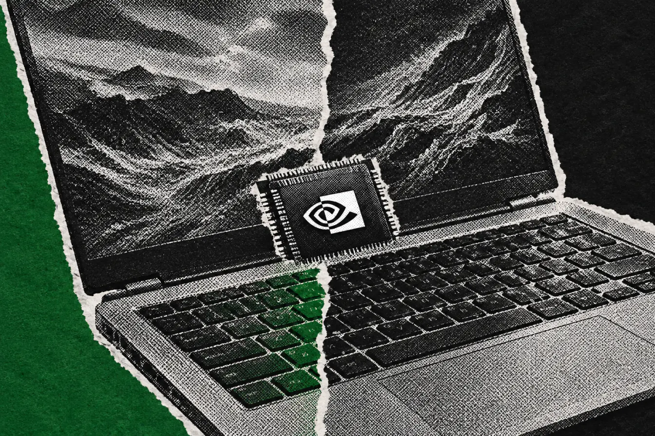PC ouvert avec logo Nvidia au centre