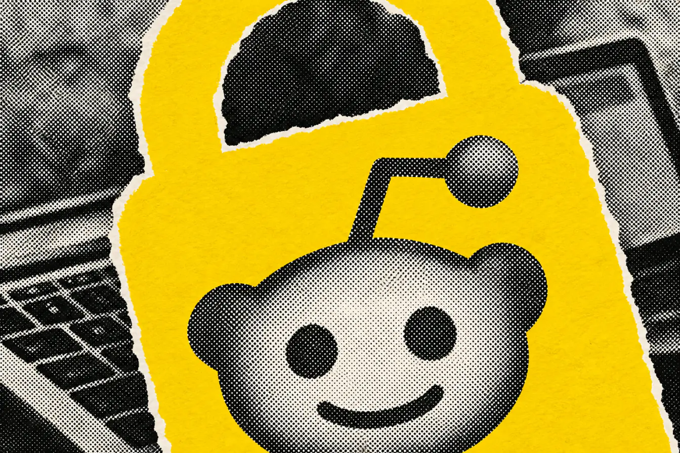 Logo Reddit enfermé dans un cadenas jaune