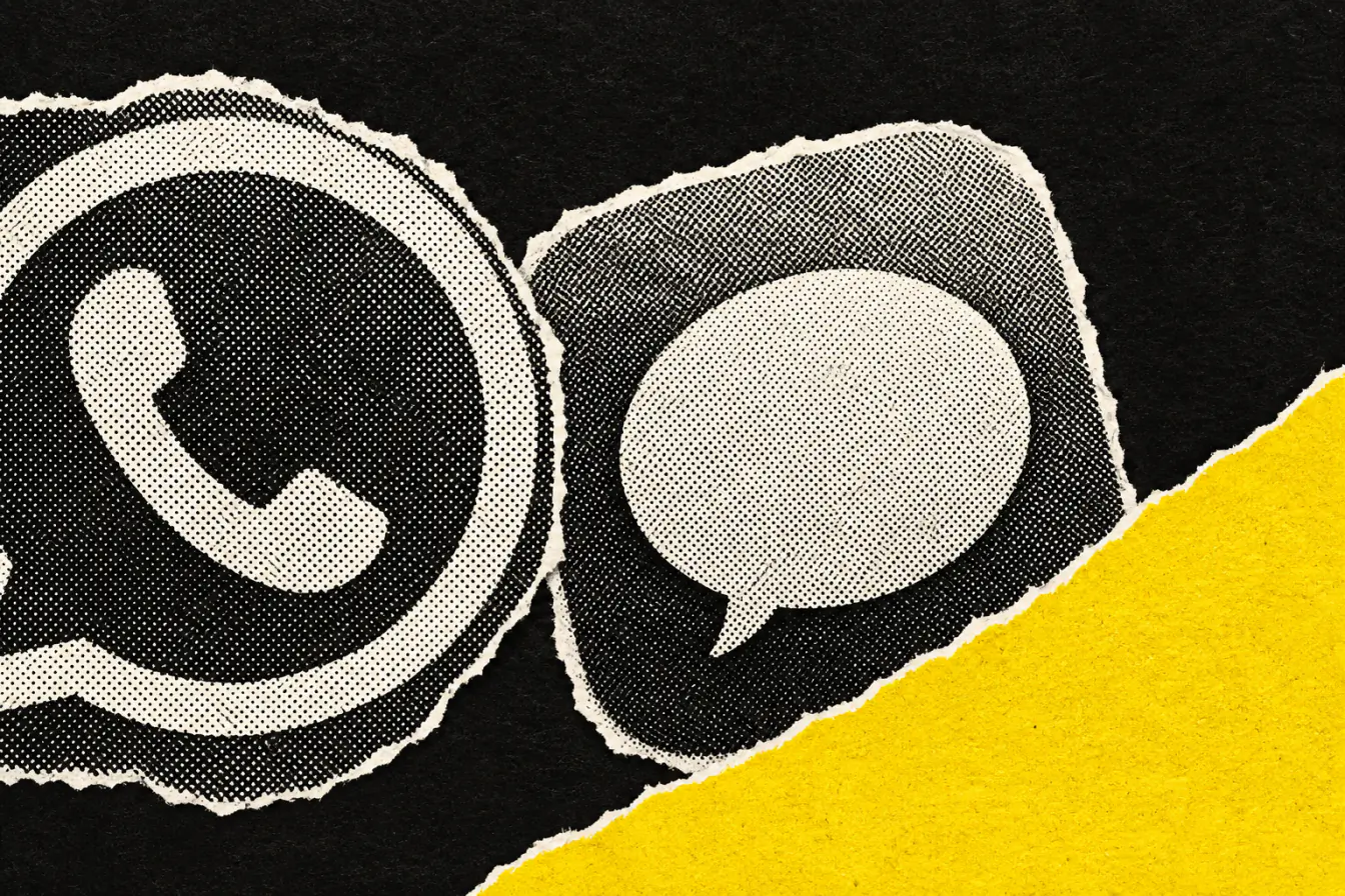 Logos WhatsApp et iMessage en collision