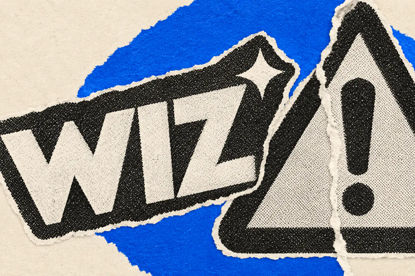 Logo Wiz autour d’une alerte déchirée